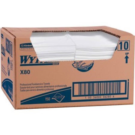 KIMBERLY-CLARK Wypall X80 Foodservice Paper Towel, 12-1/2" X 23-1/2", White/Blue, 150/Case - KIM06280 6280